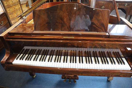 A Bluthner Model 6 flame mahogany cased grand piano, W.4ft 10in. L.6ft 3in. H.3ft 3in.